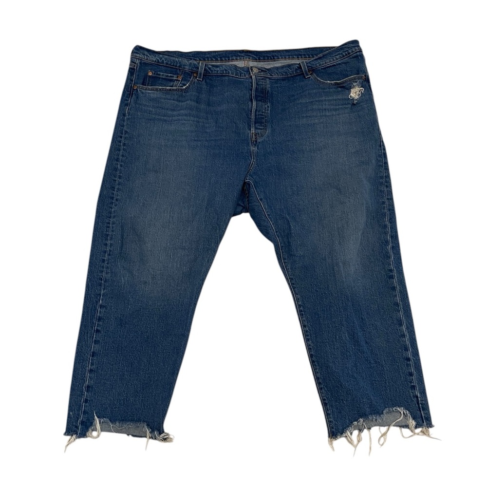 Women's Levi  501 button fly  Premium 24 W raw hem crop